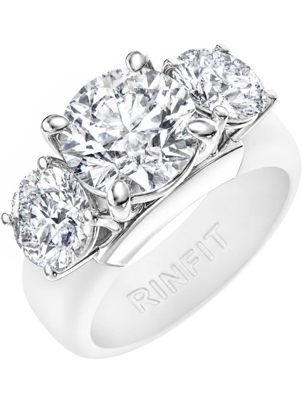 Stylish Women's Silicone Ring with Round Cut Three-Stone CZ, Perfect for Active